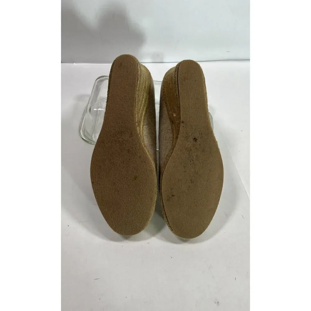 Jack Rogers Palmer Closed Toe Canvas Espadrille Wedge Size‎ 9 Gold Tan